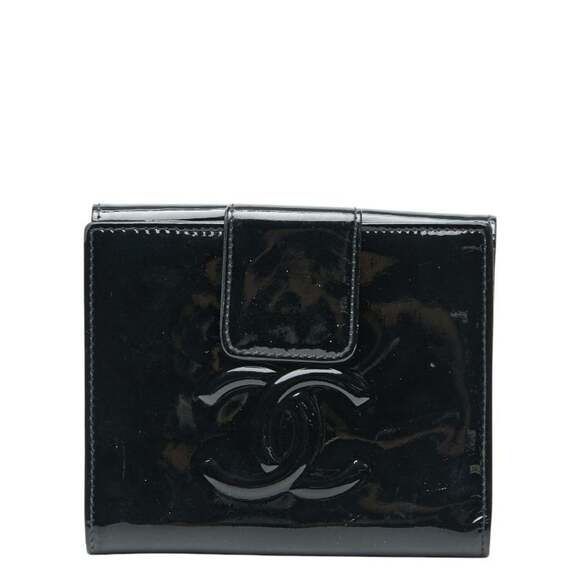 CHANEL Handbags - CHANEL Authentic Black Leather Logo Wallet